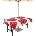 thumbnail image 1 of Outdoor Tablecloth Hydrangea Flowers Rectangle Patio Tablecloths 60x84, Waterproof Outside Table Cloths with Umbrella Hole and Zipper, Red Grey Floral Summer Table Cover for Outdoor Tables Garden, 1 of 5