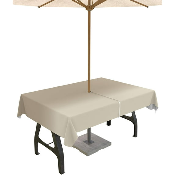 Outdoor Tablecloth Khaki Ombre Rectangle Patio Tablecloths 60x84, Outside Table Cloths with Umbrella Hole and Zipper, Gradient Gradual Color Summer Table Cover for Outdoor Tables, Picnic,