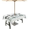 thumbnail image 1 of Outdoor Tablecloth Kitchen Fork Spoon Rectangle Patio Tablecloths 60x84, Waterproof Table Cloths with Umbrella Hole and Zipper, Eat Laugh Live Wooden Summer Table Cover for Outdoor Tables Garden, 1 of 6