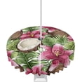 thumbnail image 1 of Outdoor Tablecloth Lily Flowers Round Patio Tablecloths 60 Inch, Waterproof Table Cloths with Umbrella Hole and Zipper, Coco Tropical Palm Leaf Summer Table Cover for Outdoor Tables Garden, 1 of 6