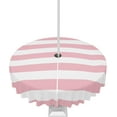 thumbnail image 1 of Outdoor Tablecloth Pink and White Stripes Round Patio Tablecloths 60 Inch, Waterproof Table Cloths with Umbrella Hole and Zipper, Striped Simple Summer Table Cover for Outdoor Tables Garden, 1 of 4