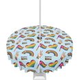 thumbnail image 1 of Outdoor Tablecloth Puerto Rico Flag Round Patio Tablecloths 60 Inch, Table Cloths with Umbrella Hole and Zipper, Rainbow Love Heart Victory Gesture Summer Table Cover for Outdoor Tables Garden, 1 of 6