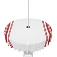 thumbnail image 1 of Outdoor Tablecloth Red Ticking Vertically Stripe Round Patio Tablecloths 60 Inch, Outside Table Cloths with Umbrella Hole and Zipper, Simple White Summer Table Cover for Outdoor Tables, Picnic,, 1 of 6