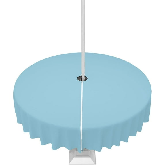 Outdoor Tablecloth Solid Color Round Patio Tablecloths 60 Inch, Waterproof Outside Table Cloths with Umbrella Hole and Zipper, Sapphire Blue Summer Table Cover for Outdoor Tables, Picnic,