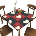 thumbnail image 1 of Outdoor Tablecloth Square Fitted, Black and Red Plaid with Hearts Pattern Printed on Washable Outdoor Square Table Cover, Great for Family Reunions Graduation Parties, Fit for 32" x 32" Square Tables, 1 of 4