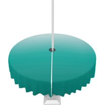 Outdoor Tablecloth Teal Green Ombre Round Patio Tablecloths 60 Inch, Outside Table Cloths with Umbrella Hole and Zipper, Gradient Gradual Color Summer Table Cover for Outdoor Tables, Picnic,