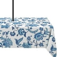 thumbnail image 1 of Outdoor Tablecloth with Umbrella Hole 60x84In,Boho Blue Floral Outdoor Zipper Table Cloth,Waterproof and Wrinkle Resistant Washable Rectangular Tablecloths for Picnic,Party,Camping and BBQ, 1 of 6