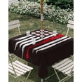 thumbnail image 1 of Outdoor Tablecloth with Umbrella Hole, American Flag Baseball Zippered Table Cloth for Rectangle Tables, Patriot Black and White Red Washable Waterproof Tablecloths for Picnic Patio Garden, 1 of 9