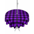 thumbnail image 1 of Outdoor Tablecloth with Umbrella Hole, Black Purple Plaid Spillproof Waterproof Outdoor Table Cover, Farmhouse Simple Buffalo Checked Patio Tablecloths for Party/Garden/Picnic, Round 54 inch, 1 of 9