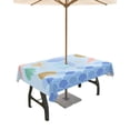 thumbnail image 1 of Outdoor Tablecloth with Umbrella Hole,Blue Ocean Conch Shell Starfish Spillproof Waterproof Table Cloth Zippered Table Covers,Gradient Fish Scale Sketch Sea Life Washable Tablecloths for Picnic/Patio, 1 of 6