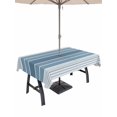 thumbnail image 1 of Outdoor Tablecloth with Umbrella Hole, Blue Ombre Stripe Spillproof Waterproof Outdoor Table Cover, Farmhouse Striped Gradient Patio Tablecloths for Party Picnic Camping, Rectangle 52"x70", 1 of 9