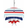 thumbnail image 1 of Outdoor Tablecloth with Umbrella Hole, Blue Red Striped Spillproof Waterproof Outdoor Table Cover, Farmhouse Stripes Simple Art Patio Tablecloths for Party/Garden/Picnic, Round 54 inch, 1 of 9