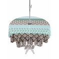 thumbnail image 1 of Outdoor Tablecloth with Umbrella Hole, Boho Geometric Spillproof Waterproof Outdoor Table Cover, Turquoise Green Brown Tribal Stripes Patio Tablecloths for Party/Garden/Picnic, Round 54 inch, 1 of 9