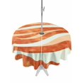 thumbnail image 1 of Outdoor Tablecloth with Umbrella Hole, Burnt Orange Waves Spillproof Waterproof Outdoor Table Cover, Ombre Sea Ripples Shabby Beach Patio Tablecloths for Party/Garden/Picnic, Round 54 inch, 1 of 9