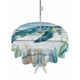 thumbnail image 1 of Outdoor Tablecloth with Umbrella Hole, Coastal Turtle Spillproof Waterproof Outdoor Table Cover, Nautical Ocean Shells Seaweeds Starfish Patio Tablecloths for Party/Garden/Picnic, Round 54 inch, 1 of 9