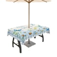 thumbnail image 1 of Outdoor Tablecloth with Umbrella Hole,Daisy Flowers Butterfly Dragonfly Plaid Spillproof Waterproof Table Cloth Zippered Table Covers,Hello Spring Retro Linen Washable Tablecloths for Picnic/Patio, 1 of 6