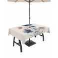 thumbnail image 1 of Outdoor Tablecloth with Umbrella Hole, Navy Blue Floral Spillproof Waterproof Outdoor Table Cover, Watercolor Flowers Farmhouse Linen Patio Tablecloths for Party Picnic Camping, Rectangle 52"x70", 1 of 9