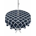 thumbnail image 1 of Outdoor Tablecloth with Umbrella Hole, Navy Blue Morocco Spillproof Waterproof Outdoor Table Cover, Modern Farmhouse Minimalist Plaid Patio Tablecloths for Party/Garden/Picnic, Round 54 inch, 1 of 9