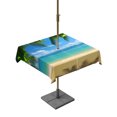 thumbnail image 1 of Outdoor Tablecloth with Umbrella Hole, Ocean Beach Spillproof Waterproof Outdoor Table Cover, Blue Sea Shoreline Coconut Coastal Palm Tree Patio Tablecloths for Party/Garden/Picnic, Square 54"x54", 1 of 9