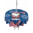 thumbnail image 1 of Outdoor Tablecloth with Umbrella Hole for Patio/Picnic/Party/Camping, 250 Year American Anniversary Flag Waterproof Table Cloth Round Cover Washable, Blue Gnomes Fireworks (Dia 54"), 1 of 9