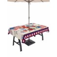 thumbnail image 1 of Outdoor Tablecloth with Umbrella Hole for Patio/Picnic/Party/Camping, 250th Anniversary Floral Waterproof Table Cloth Rectangle Table Cover Washable, Red Blue Stars 4th of July Rustic (60"x 84"), 1 of 9