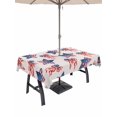 thumbnail image 1 of Outdoor Tablecloth with Umbrella Hole for Patio/Picnic/Party/Camping, 250th Anniversary Waterproof Table Cloth Rectangle Table Cover Washable, 4th of July Blue Red Stars Bow Gray Wood (54"x 80"), 1 of 9