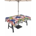 thumbnail image 1 of Outdoor Tablecloth with Umbrella Hole for Patio/Picnic/Party/Camping, 4th of July Daisy Waterproof Table Cloth Rectangle Table Cover Washable, Patriotic Floral Black Plaid (60"x 84"), 1 of 8
