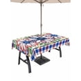 thumbnail image 1 of Outdoor Tablecloth with Umbrella Hole for Patio/Picnic/Party/Camping, 4th of July Daisy Waterproof Table Cloth Rectangle Table Cover Washable, Patriotic Floral Red Blue Plaid (54"x 80"), 1 of 8