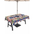 thumbnail image 1 of Outdoor Tablecloth with Umbrella Hole for Patio/Picnic/Party/Camping, 4th of July Daisy Waterproof Table Cloth Rectangle Table Cover Washable, Vintage Floral Blue Red Buffalo Plaid (60"x 102"), 1 of 8
