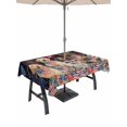 thumbnail image 1 of Outdoor Tablecloth with Umbrella Hole for Patio/Picnic/Party/Camping, 4th of July Fireworks Waterproof Table Cloth Rectangle Table Cover Washable, Independence Day Dogs Poppy Floral (60"x 102"), 1 of 8