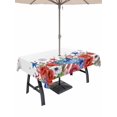 thumbnail image 1 of Outdoor Tablecloth with Umbrella Hole for Patio/Picnic/Party/Camping, 4th of July Floral Waterproof Table Cloth Rectangle Table Cover Washable, Blue Red Independence Day Stars (60"x 120"), 1 of 9