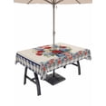 thumbnail image 1 of Outdoor Tablecloth with Umbrella Hole for Patio/Picnic/Party/Camping, 4th of July Floral Waterproof Table Cloth Rectangle Table Cover Washable, Vintage Roses Blue Plaid Patriotic (60"x 102"), 1 of 8