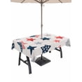 thumbnail image 1 of Outdoor Tablecloth with Umbrella Hole for Patio/Picnic/Party/Camping, 4th of July Star Cute Waterproof Table Cloth Rectangle Table Cover Washable, Wooden Striped Farmhouse (60"x 84"), 1 of 9