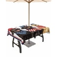 thumbnail image 1 of Outdoor Tablecloth with Umbrella Hole for Patio/Picnic/Party/Camping, 4th of July Waterproof Table Cloth Rectangle Table Cover Washable, Independence Day Black Yellow Dogs American Flag 52"x 70", 1 of 7