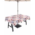thumbnail image 1 of Outdoor Tablecloth with Umbrella Hole for Patio/Picnic/Party/Camping, 4th of July Waterproof Table Cloth Rectangle Table Cover Washable, Independence Day Floral Pink Striped (54"x 80"), 1 of 9