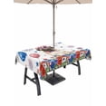 thumbnail image 1 of Outdoor Tablecloth with Umbrella Hole for Patio/Picnic/Party/Camping, 4th of July Waterproof Table Cloth Rectangle Table Cover Washable, Independence Day Patriotic Flowers Dogs (60"x 84"), 1 of 9