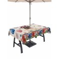thumbnail image 1 of Outdoor Tablecloth with Umbrella Hole for Patio/Picnic/Party/Camping, 4th of July Waterproof Table Cloth Rectangle Table Cover Washable, Independence Day Patriotic Flowers Dogs Beige (60"x 84"), 1 of 9