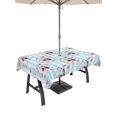 thumbnail image 1 of Outdoor Tablecloth with Umbrella Hole for Patio/Picnic/Party/Camping, 4th of July Waterproof Table Cloth Rectangle Table Cover Washable, Independence Day Pink Floral Blue Striped (52"x 70"), 1 of 9