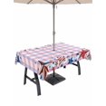 thumbnail image 1 of Outdoor Tablecloth with Umbrella Hole for Patio/Picnic/Party/Camping, 4th of July Waterproof Table Cloth Rectangle Table Cover Washable, Independence Day Star American Pink Plaid (60"x 102"), 1 of 9