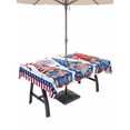 thumbnail image 1 of Outdoor Tablecloth with Umbrella Hole for Patio/Picnic/Party/Camping, 4th of July Waterproof Table Cloth Rectangle Table Cover Washable, Red Blue Gnomes Independence Day Stars Striped (60"x 120"), 1 of 9