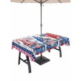 thumbnail image 1 of Outdoor Tablecloth with Umbrella Hole for Patio/Picnic/Party/Camping, 4th of July Waterproof Table Cloth Rectangle Table Cover Washable, USA Flag Independence Day Blue Red Gnomes (52"x 70"), 1 of 9