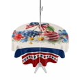 thumbnail image 1 of Outdoor Tablecloth with Umbrella Hole for Patio/Picnic/Party/Camping, 4th of July Waterproof Table Cloth Round Cover Washable, Rustic Floral Blue Red Independence Day (Dia 54"), 1 of 9