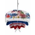 thumbnail image 1 of Outdoor Tablecloth with Umbrella Hole for Patio/Picnic/Party/Camping, 4th of July Waterproof Table Cloth Round Cover Washable, Vintage Floral Blue Red Independence Day (Dia 60"), 1 of 9