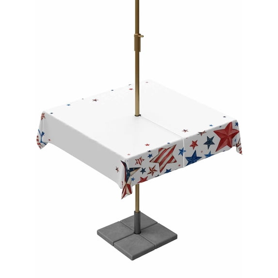 Outdoor Tablecloth with Umbrella Hole for Patio/Picnic/Party/Camping, 4th of July Waterproof Table Cloth Square Cover Washable, Independence Day Star American (60"x 60")