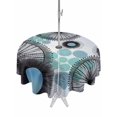 thumbnail image 1 of Outdoor Tablecloth with Umbrella Hole for Patio/Picnic/Party/Camping, Abstract Boho Waterproof Table Cloth Round Cover Washable, Flowers Blue Polka Dots Grey Wood Plank (Dia 54"), 1 of 9