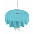 thumbnail image 1 of Outdoor Tablecloth with Umbrella Hole for Patio/Picnic/Party/Camping, Abstract Starry Sky Waterproof Table Cloth Round Cover Washable, Boho Cyan Modern Minimalist Art (Dia 54"), 1 of 9