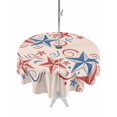 thumbnail image 1 of Outdoor Tablecloth with Umbrella Hole for Patio/Picnic/Party/Camping, American Star Blue Red Waterproof Table Cloth Round Cover Washable, Patriotic 4th of July Classic Tan (Dia 54"), 1 of 9
