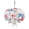 thumbnail image 1 of Outdoor Tablecloth with Umbrella Hole for Patio/Picnic/Party/Camping, American Star Modern Waterproof Table Cloth Round Cover Washable, Blue Red Patriotic 4th of July Ombre (Dia 54"), 1 of 9