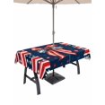 thumbnail image 1 of Outdoor Tablecloth with Umbrella Hole for Patio/Picnic/Party/Camping, Anniversary Waterproof Table Cloth Rectangle Table Cover Washable, America Freedom Bow Ribbon Navy Blue Red (54"x 80"), 1 of 9