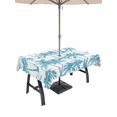 thumbnail image 1 of Outdoor Tablecloth with Umbrella Hole for Patio/Picnic/Party/Camping, Aqua Blue Palm Tree Waterproof Table Cloth Rectangle Table Cover Washable, Coastal Trees Summer Tropical Botanical (60"x 102"), 1 of 9